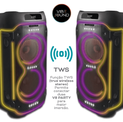 CAIXA SOM AMPLIFICADA V8 PARTY 2000W RMS VIBE SOUND