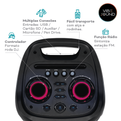 CAIXA SOM AMPLIFICADA V8 PARTY 2000W RMS VIBE SOUND