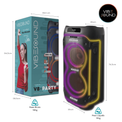 CAIXA SOM AMPLIFICADA V8 PARTY 2000W RMS VIBE SOUND